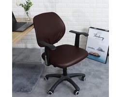 Ralfos lederen Bureaustoelhoes - Bruin - Chair cover - Bureaustoel hoes - Donkerbruin- Hoes - Leer - Voor rugleuning en zitting - Waterafstotende stoelhoes - Stretch - Kantoor en Thuisgebruik - Wasmachine bestendig - Cadeau tip