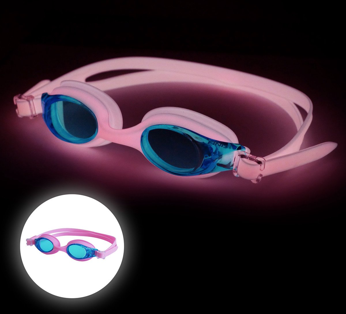 Finis flowglow zwembril - roze - voor kinderen - glow in the dark