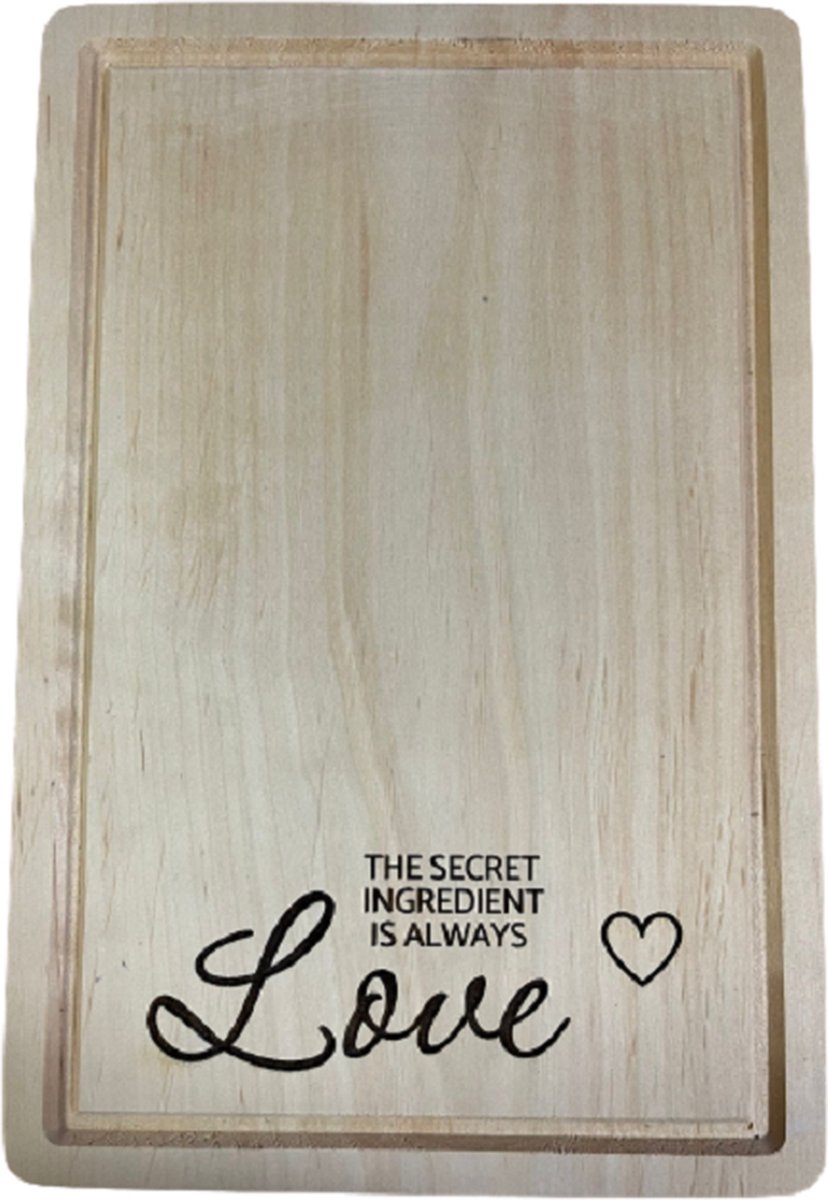 LBM The Secret Ingredient Is Always Love houten snijplank - 30 x 20 cm