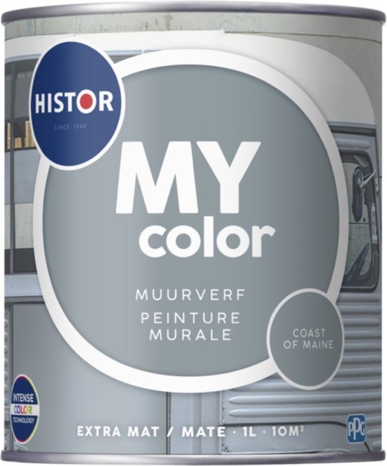Histor MY Color Muurverf Extra Mat - Reinigbaar - Extra Dekkend - 1L - Coast Of Maine - Grijs