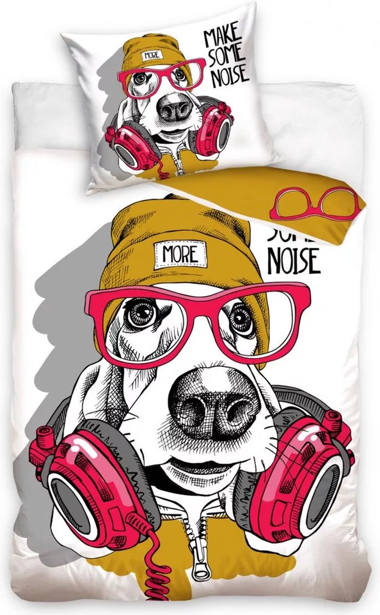 KD® - De Hond, Make Some Noise - Dekbedovertrek - Eenpersoons - 140 x 200 cm - Katoen