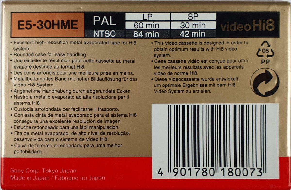 SONY Hi8 30 Minuten Hi8 HME Metal Evaporated Cassette