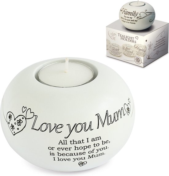 MadDeco - Je t'aime maman - cadeau fête des mères - cadeau - photophore - anglais - plus que des mots - céramique - diamètre 9,5 cm de haut