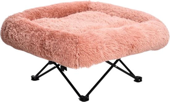 Topmast Fluffy - Hondenstretcher - 72 x 72 cm - Roze - Hondenbed - Honden Ligbed - Stretcher - Opvouwbaar