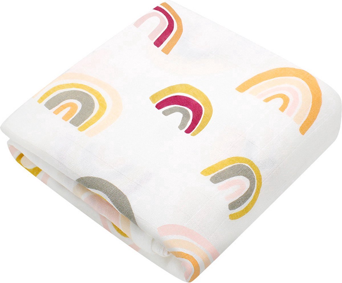 Goedkoopste Hydrofiele doek XL - 120x120 cm - Regenboog - Baby Inbakerdoek