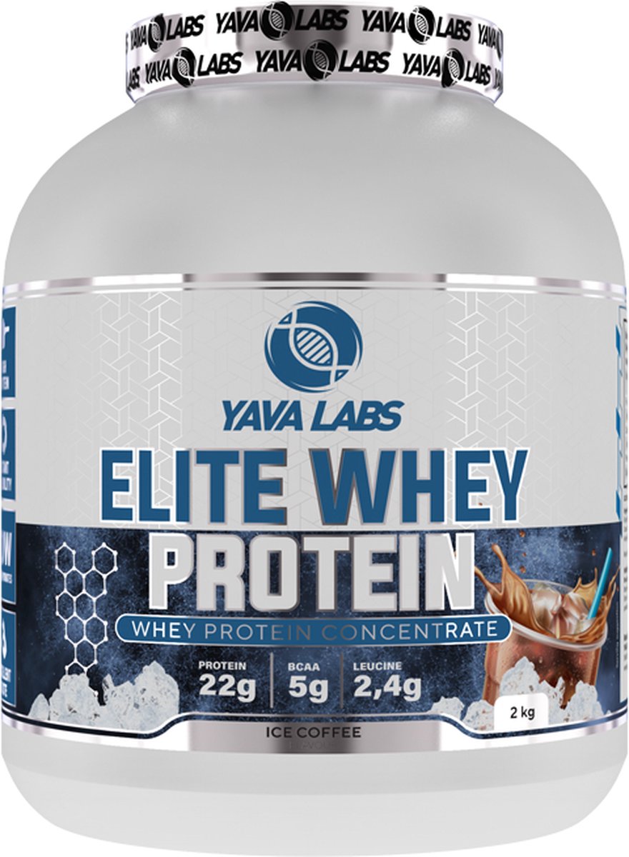 Yava Labs Elite Whey Protein - Ice Coffee - 22 gram protein per scoop - 2 kg