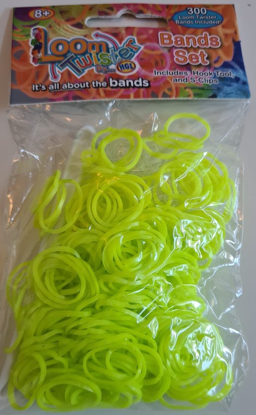 Foto: Loombandjes neon geel 300 stuks loom bandjes loom twister loomelastiekjes elastiekjes inlcusief s clips haakjes