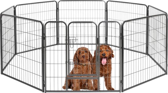Topmast Premium Puppyren - Puppykennel - Antraciet - Hondenren - 120 cm hoog - Voor Puppy's en Honden - Zware kwaliteit