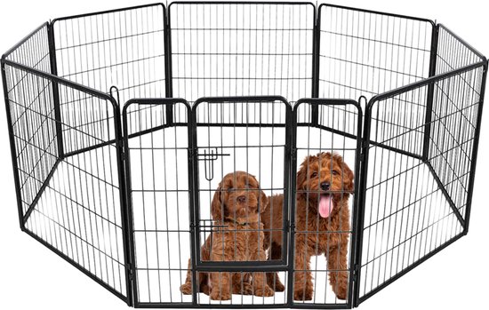 Topmast Premium Puppyren - Zwart - Hondenren - Opvouwbaar - 80 cm hoog - Binnen - Voor Puppy's en Honden