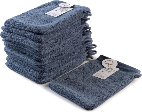 ARTG® DeLuxe - Washandjes - 700 grams kwaliteit - 16 x 21 cm - Spijkerstof Blauw - Jeans Blue - SET van 10 stuks