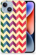 TPU Siliconen Hoesje Geschikt voor iPhone 14 Doorzichtig Hoesje Zigzag Color