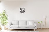 Geometrische Vos Hoofd - Big - Wanddecoratie - Lasergesneden -  - Zwart - Geometrische dieren en vormen - Houten dieren - Muurdecoratie - Line art - Wall art