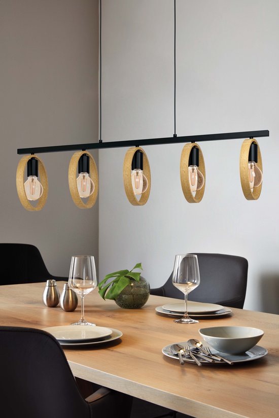 EGLO Ipsden Hanglamp - E27 - 100,5 cm - Zwart/Bruin