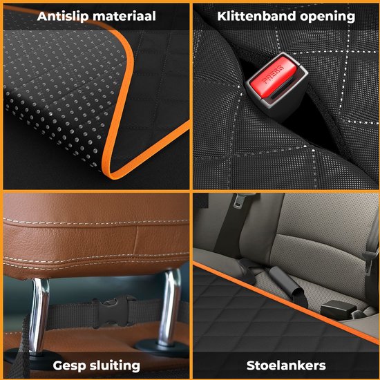 Nince Couverture pour chien pour voiture – Extra épaisse – 137 x 147 cm – Noire – Ceinture de sécurité incluse
