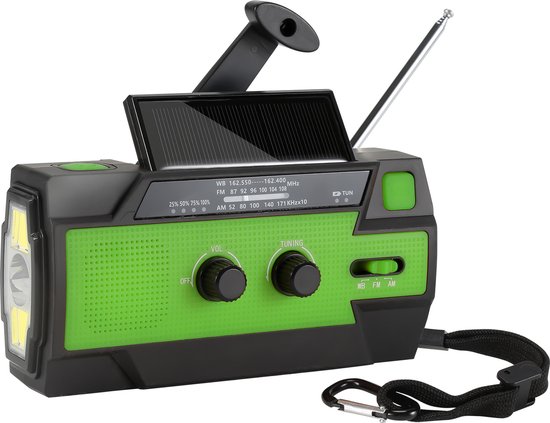 Solar Radio -noodradio- Crank Radio 4000mAh - Solar Hand Crank Dynamo - Emergency Solar Radio - AM/FM/NOAA Draagbare Weer Solar Radio - Met Zaklamp - SOS Alarm - Emergency Mobiele Telefoon Oplader