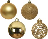 16x Boules de Noël synthétiques dorées 6 cm - Mix - Boules de Noël en plastique incassables - Décoration d'arbre de Noël or