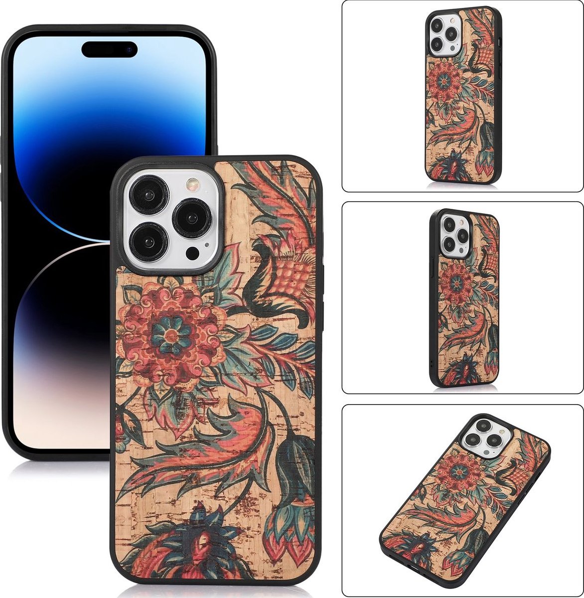 Mobigear Hoesje geschikt voor Apple iPhone 14 Pro Max Telefoonhoesje Flexibel TPU | Mobigear Cork Backcover | iPhone 14 Pro Max Case | Back Cover - Model 1
