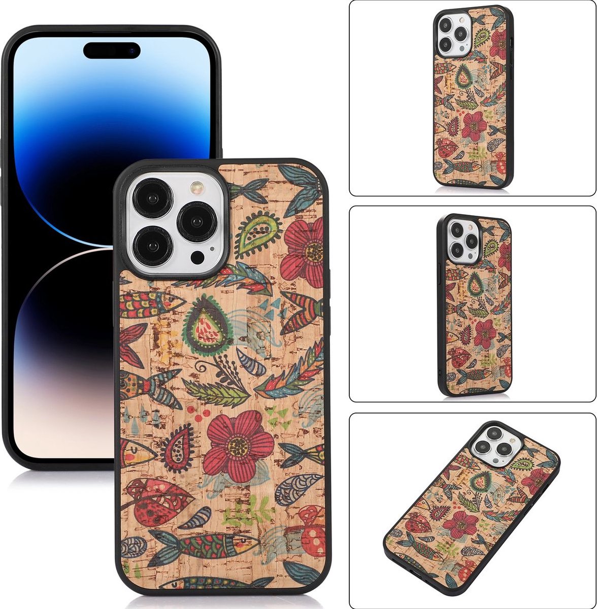 Mobigear Hoesje geschikt voor Apple iPhone 14 Pro Telefoonhoesje Flexibel TPU | Mobigear Cork Backcover | iPhone 14 Pro Case | Back Cover - Model 2
