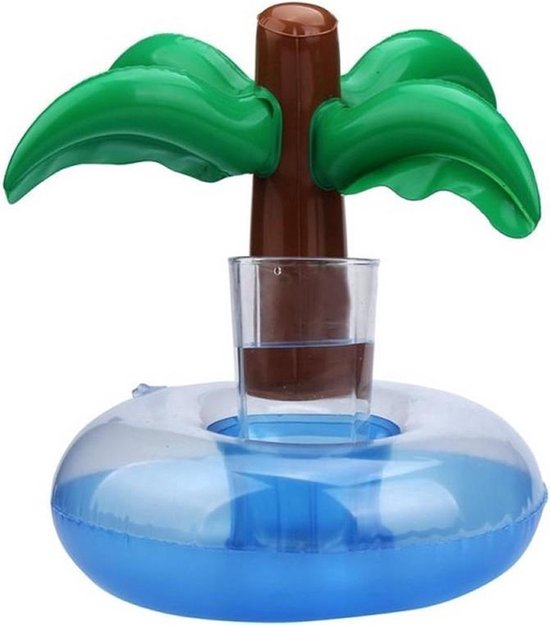 Drijvende Zwembad - Bekerhouder - Zwembadspeaker - Palmboom Eiland- Bluetooth - 21x21x25 cm — afbeelding 2
