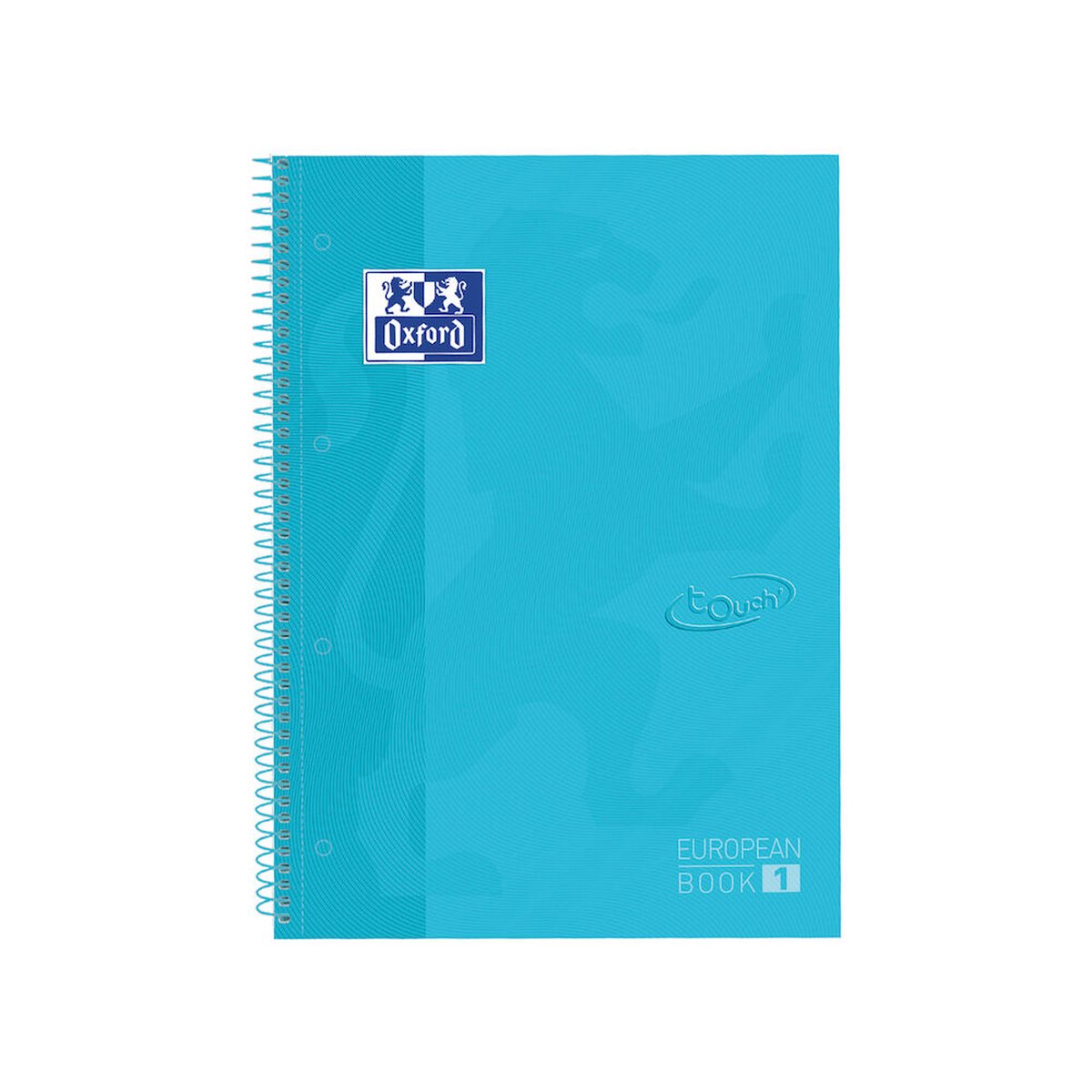 Oxford School Europeanbook - notitieboek - gekleurde rand - A4+ - ruit 5mm - 80 vel - 4 gaats - hardcover - pastel blauw