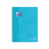 Oxford School Europeanbook - notitieboek - gekleurde rand - A4+ - ruit 5mm - 80 vel - 4 gaats - hardcover - pastel blauw