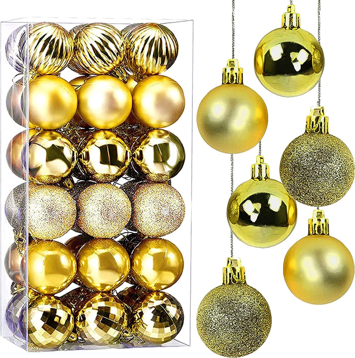 Kerstballen - Kerstboom Ornamenten - Kerstboom Versiering - 36 stuks Tot Ø 4 CM (Goud)