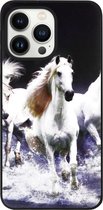 ADEL Siliconen Back Cover Softcase Hoesje Geschikt voor iPhone 14 Pro - Paarden