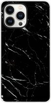 ADEL Siliconen Back Cover Softcase Hoesje Geschikt voor iPhone 14 Pro - Marmer Zwart