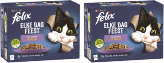 2x Felix - Elke Dag Feest Mix Selectie in Gelei - Kattenvoer - 12x85g