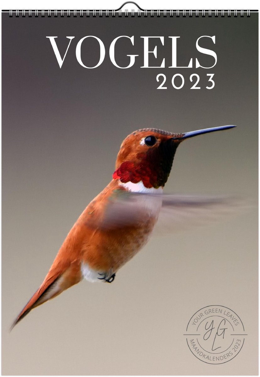 Kalender 2023 Vogels - Maandkalender 2023 - Maandplanner - Ophangbaar - Kleuren foto's - A4 (21 x 27.9 cm)