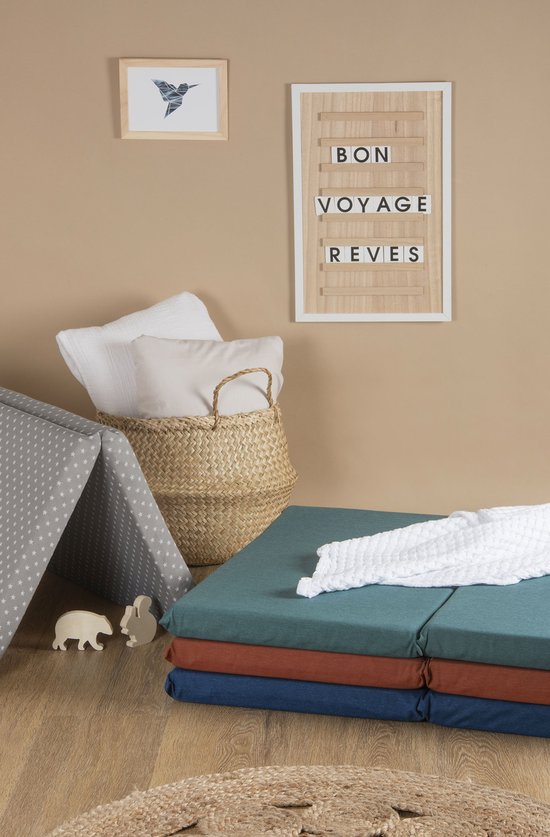 PEKITAS Travel Mattress Foldable 60 x 120 cm, Height 6 cm, Includes Carry Bag for Cot, Washable, Breathable, Cloud Pattern