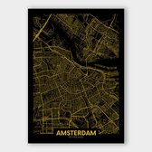 Poster Plattegrond Amsterdam - Dibond - 70x100 cm  | Wanddecoratie - Interieur - Art - Wonen - Schilderij - Kunst