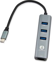 Apeiron USB C Hub - USB C naar Ethernet Adapter - Netwerk Adapter - 3 Poorten - USB 3.0