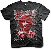 Jimi Hendrix Unisex Tshirt -2XL- Rock 'n Roll Forever Zwart