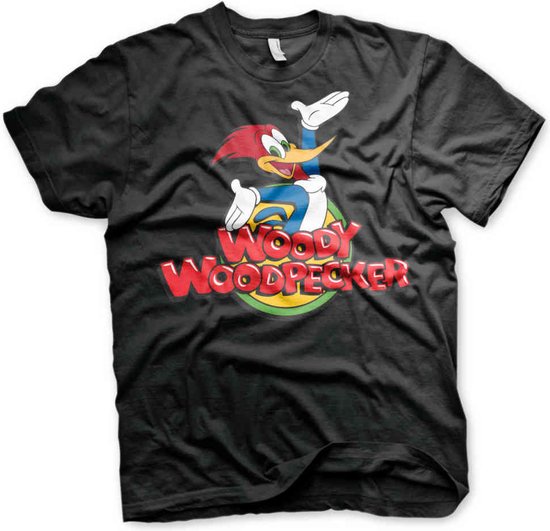 Woody Woodpecker Unisex Tshirt Classic Logo Zwart