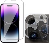 Screenprotector geschikt voor iPhone 14 Pro - Gehard Glas Beschermglas Tempered Glass Screen Protector - Camera Lens Protector