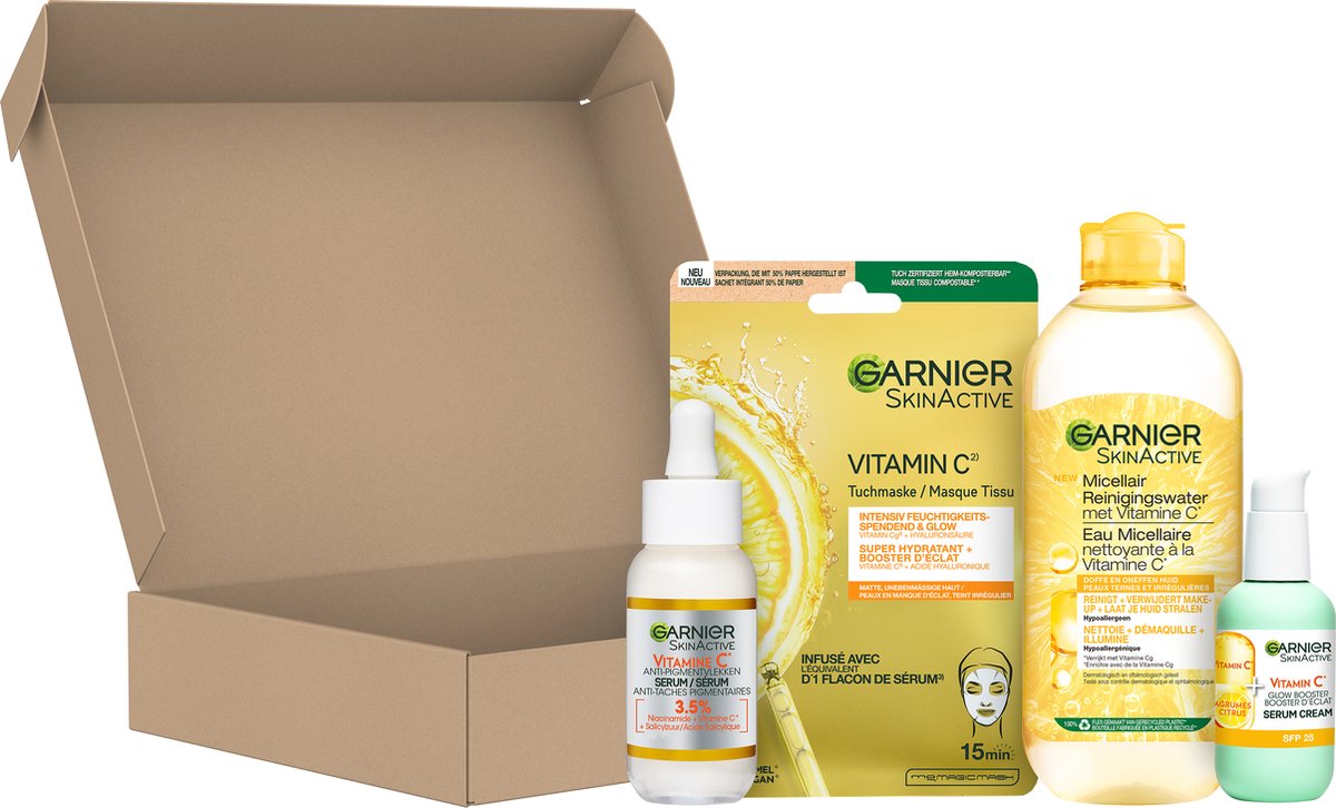 C* Garnier Glow micellaire Vitamine SkinActive | avec Nettoyante, bol Coffret Eau Eau Sérum...
