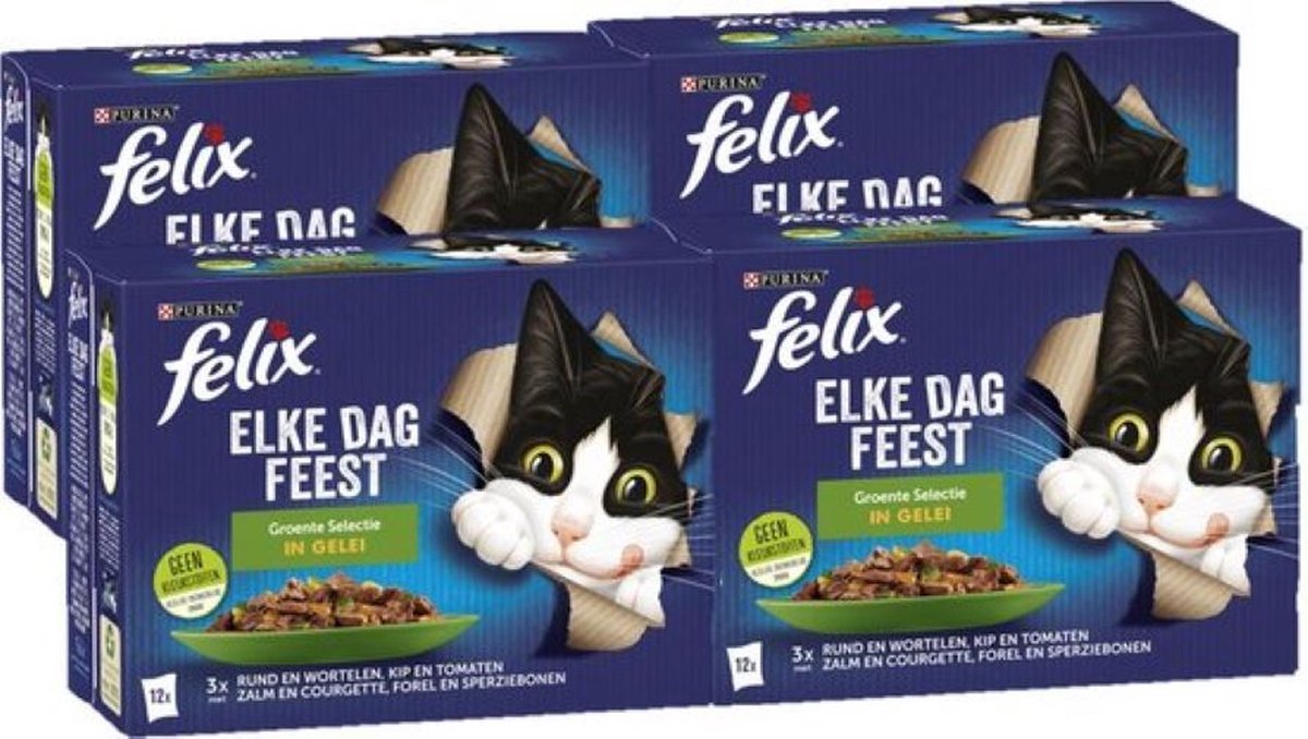 Felix Felix - Elke Dag Feest Groente Selectie in Gelei - Kattenvoer - 12x85g
