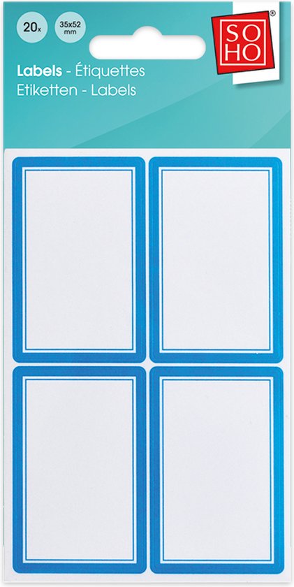Zelfklevende Schooletiket Met Blauwe Rand - 35 x 52 mm -  40 stuks