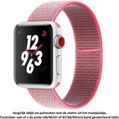 Roze Nylon Horloge Band geschikt voor Apple Watch 1, 2, 3, 4, 5, 6, 7, 8,  SE & Nike+, 42mm, 44mm & 45mm "Mannenbreedte" Series - Zacht Geweven Nylon - 42 mm, 44 mm en 45 mm - pink