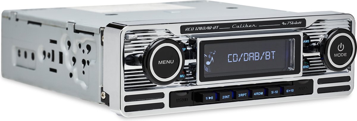 Autoradio met Bluetooth - FM, CD, AUX, SD en USB - 1 DIN - Retro - Radio  voor Oldtimer - Zilver (RCD120BT)