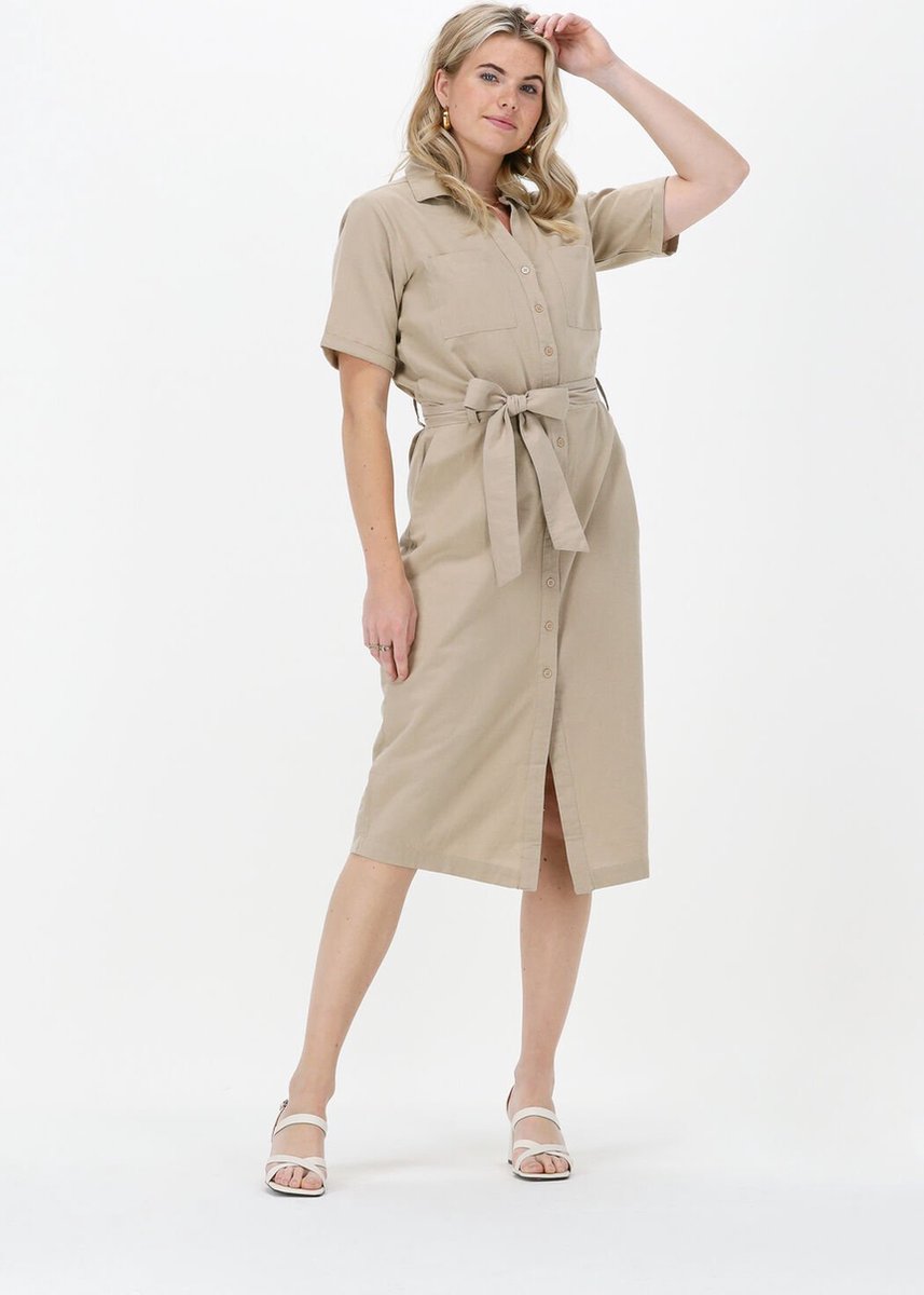 CC Heart Linen Safari Dress Jurken Dames - Rok - Jurk - Zand - Maat 34