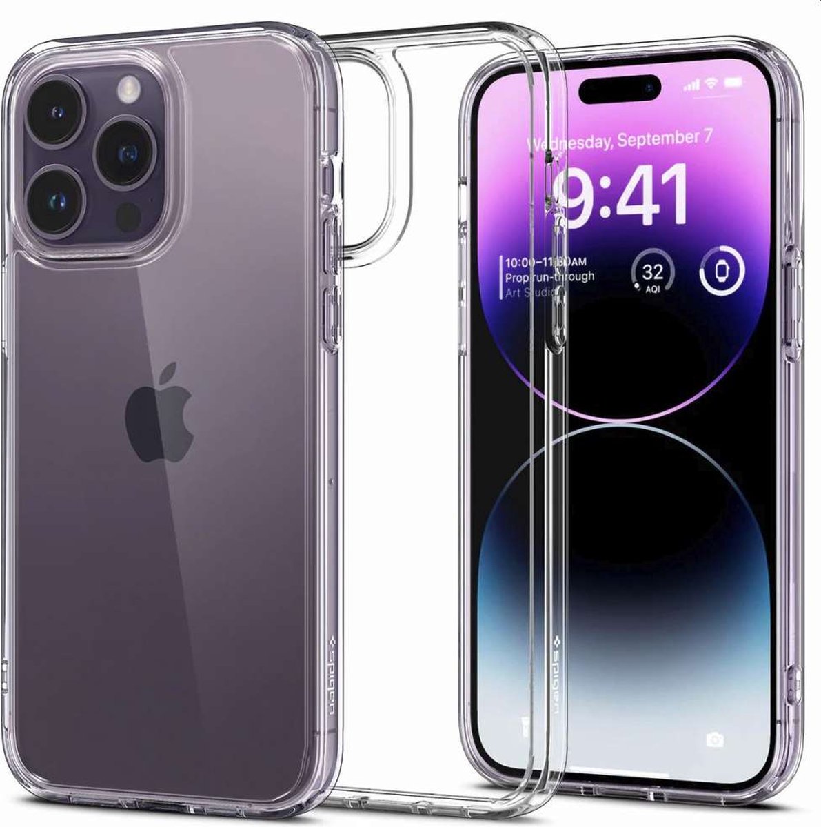Geschikt voor Spigen Ultra Hybrid Case Apple iPhone 14 Pro Hoesje Transparant