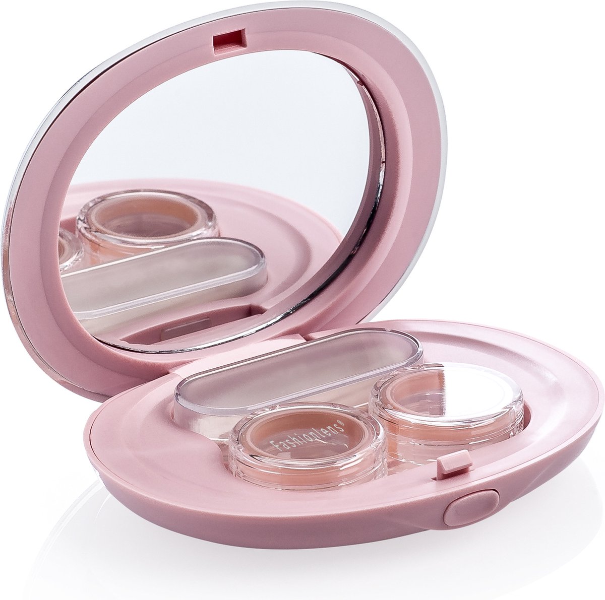 Goedkoopste Lenzendoosje Fashionlens® - roze - luxe lenshouder inclusief spiegeltje - 4 delig