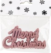 6x pièces Merry Christmas Pendentifs de Noël rose en plastique 10 cm Ornements de Noël