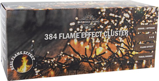 Foto: Svenska living kerstverlichting 384 lampjes warm wit met vlam 240 cm timer dimmer