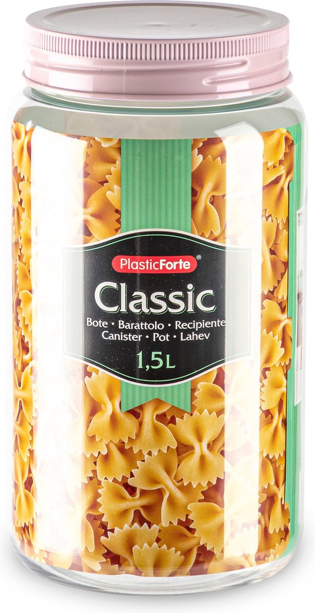 Forte Plastics Pakket van 8x kunststof keuken voorraadpotten/weckpotten oud roze bol