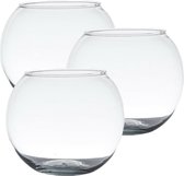 Hakbijl glas - Voordeelset van 3x stuks - Transparante kaarsenhouder/waxinelichtjes houder 7 x 9 cm
