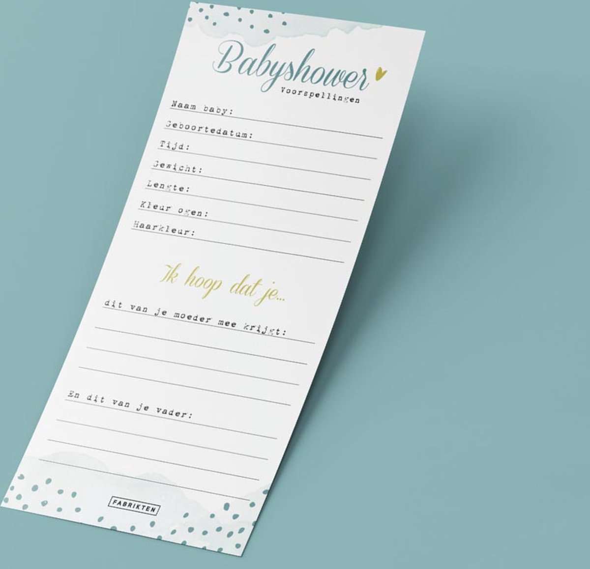 Fabrikten Invulkaarten - Babyshower - Blauw - 20 stuks