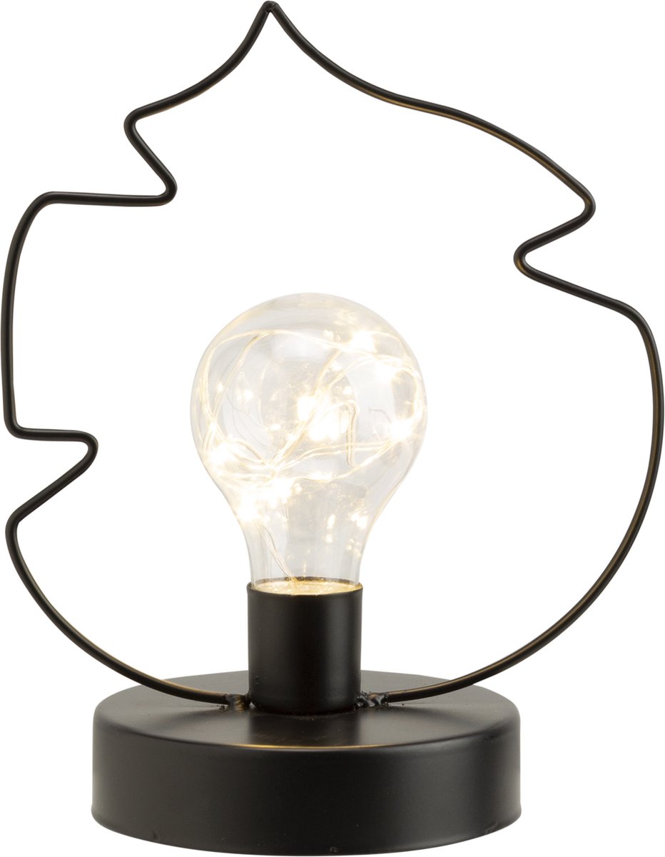 Cosy & Trendy Tafellamp - Blad - LED - Lichtkralen - H21cm - Zwart